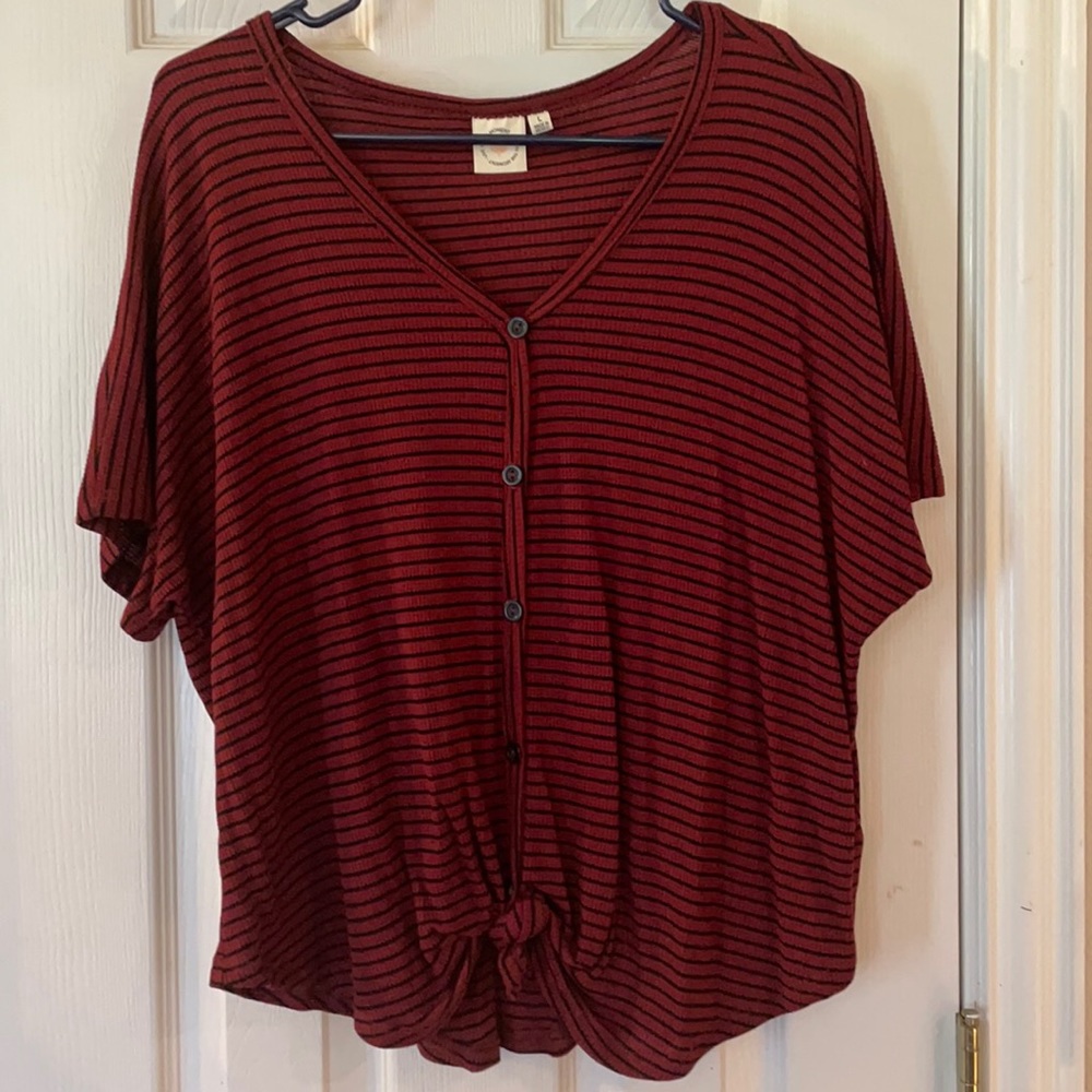 Button Down Tie Front Top